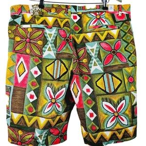 Kennington LTD California Bermuda Golf Colorful Geometric Patterned Shorts
